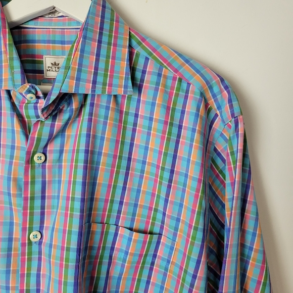 Peter Millar Weekender Finish Multicolored Plaid Button-Down Shirt - Picture 8 of 11